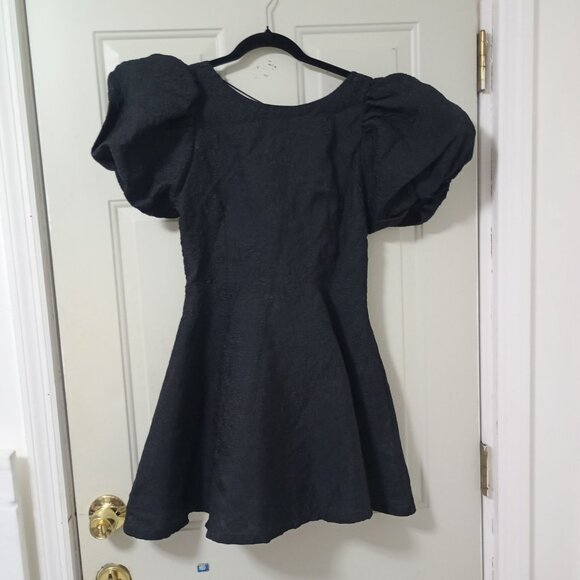 Simonett Beya Dress Black Size S Puff Sleeve Textured Fabricv Womens - Picture 1 of 11